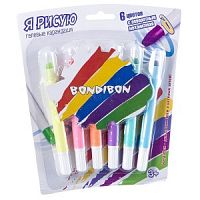 Набор гелевых карандашей для рисования Bondibon 6 цветов, CRD, арт. ВВ2238