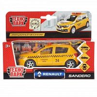 Технопарк. Модель "Renault Sandero. Такси" арт.SB-17-61-RS(T)-WB металл 12 см двери, багаж. инерц.