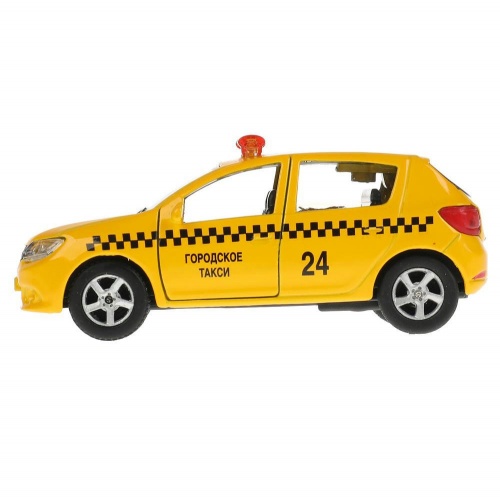 Технопарк. Модель "Renault Sandero. Такси" арт.SB-17-61-RS(T)-WB металл 12 см двери, багаж. инерц. фото 3