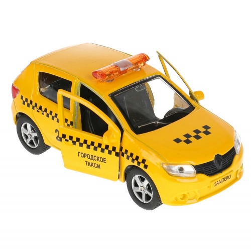 Технопарк. Модель "Renault Sandero. Такси" арт.SB-17-61-RS(T)-WB металл 12 см двери, багаж. инерц. фото 6