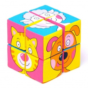 Мягкие кубики Собери картинку Зверята 8 шт (336)