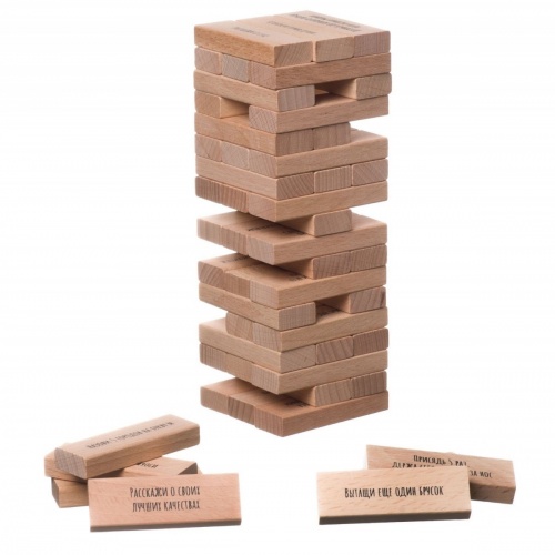 Развивающие игры из дерева Bondibon Игра-баланс «БАШНЯ-ЧЕЛЛЕНДЖ», башня с заданиями, BOX фото 4