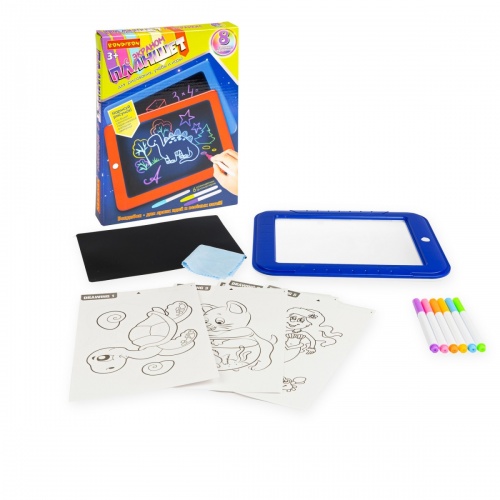 Планшет с экраном для рисования, с обучающими карточками, с подсветкой, Bondibon, BOX 20x26x2,5 см, фото 3