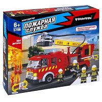 Конструктор Bondibon, Пожарная Служба, Пожарная машина, 364 дет., BOX