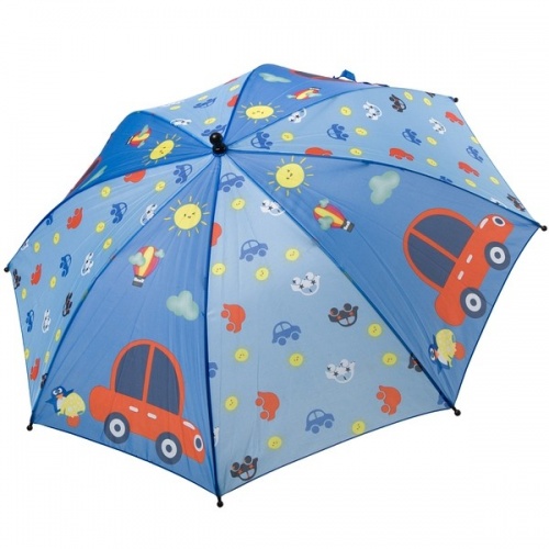 Зонт BONDIBON, авто, полиэстер, диам19", голубой с машинками фото 2