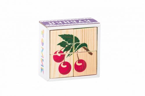 Кубики деревянные 4 эл Фрукты-ягоды фото 2