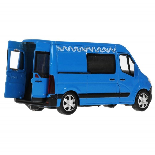 Технопарк. Микроавтобус "Renault master " 14 см, металл двери, инерц, синий, арт.MASTER-14MOS-BU фото 5