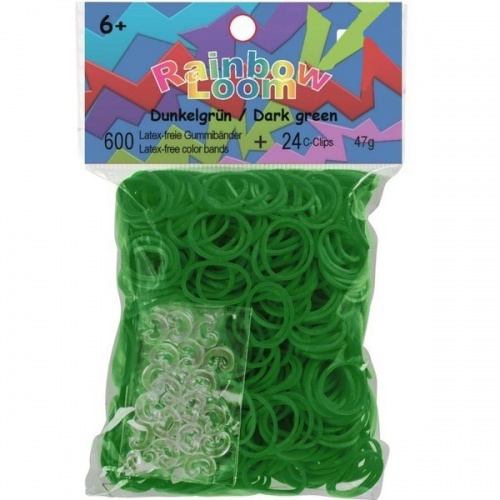 Резиночки для плетения браслетов RAINBOW LOOM, темно-зеленые фото 2