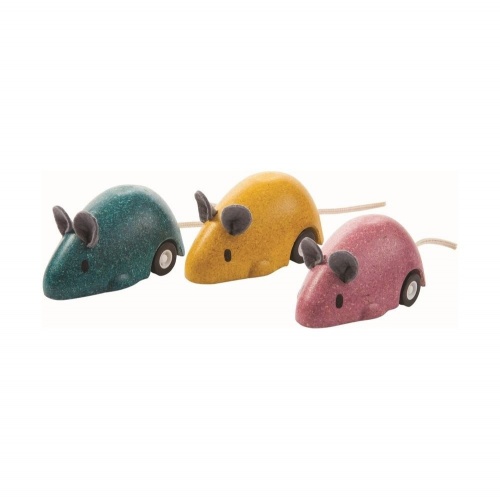 Деревянная мышка на колесах Plan Toys, в ассортименте фото 2