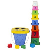 У878 Логический набор "Башня" (ведро "Башня" с крышкой, 4 логические фигуры, пирамида "Башня ( 8 эле