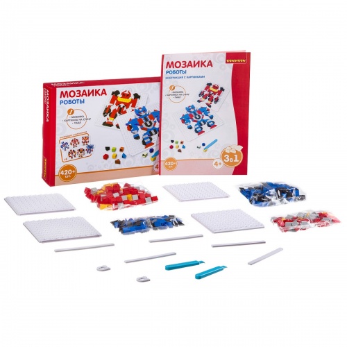 Логические, развивающие игры и игрушки Bondibon Мозаика «РОБОТЫ», 420 дет., BOX 30x4.5x21 см фото 3