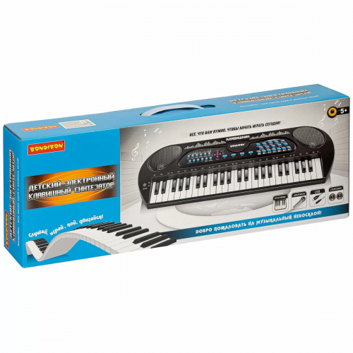 Инструм. муз. на батар., Синтезатор Клавишник Bondibon, 49 клавиш, с микрофоном и USB-шнуром, стерео фото 2