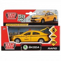 Технопарк. Модель "Skoda Rapid. Такси" металл 12 cm, дв., багаж., инерц., кор. арт.SB-18-22-SR-T-WB