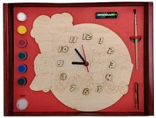 Часы с циферблатом под роспись "Чудо-поезд" с красками арт.ДНИ137