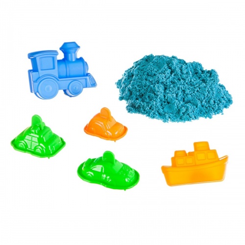 Набор игровой Вondibon "Марсианский песок", 500г голубой, 5 формочек (транспорт). фото 3