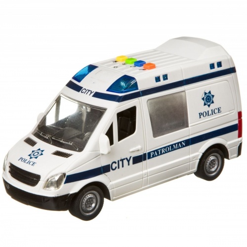 Инерционная машинка Bondibon «ПАРК ТЕХНИКИ», полицейский фургон, свет, звук  BOX 27,5х12х17 фото 3