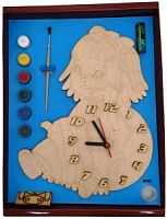 Часы с циферблатом под роспись "Кукла" с красками арт.ДНИ135