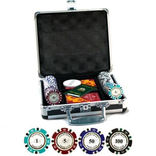 "Dice 100", Профессиональный набор для игры в покер. 100фишек по 11,5 грамм без номинала. 2 колоды карт. фото 2