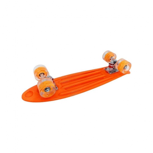 Скейт Оранжевый со светящимися колесами фото 2