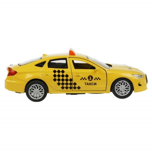 Технопарк. Модель "Hyundai Sonata. Такси" металл 12 см, багаж, инерц, желтый, арт.SONATA-12TAX-YE фото 3