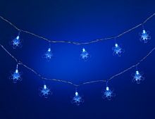 н.г.эл.гирл.LED снежинки 36л.синий(2/8ф) в пвх (прозр.провод) 5.7м