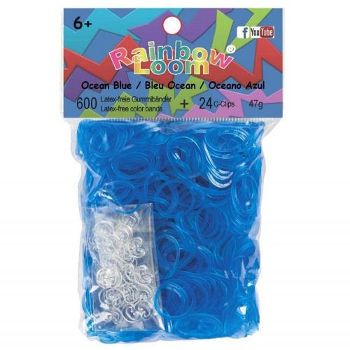 Резиночки для плетения браслетов RAINBOW LOOM, гелевые голубые фото 2