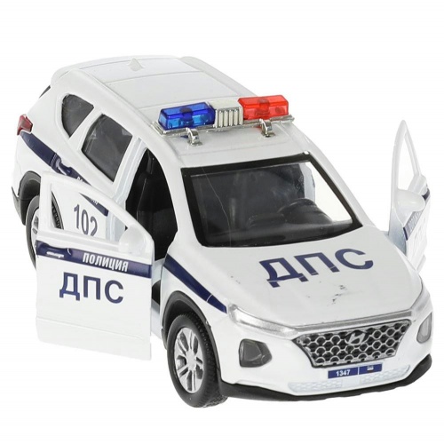 Технопарк. Модель "Hyundai Santafe. Полиция" 12см, метал свет-звук двер,баг,арт.SANTAFE2-12SLPOL-WH фото 5
