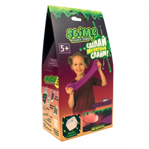 Слайм "Slime Лаборатория для девочек" Малый набор, фиолетовый магнитный, 100 гр. фото 2