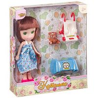 Кукла Катенька 16,5 см с набором мебели "Кроватка и коляска" , ВОХ 18?5?20 см,  арт.M6614.