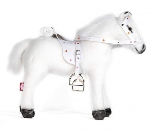 Белая лошадь с седлом и уздечкой, со звуком фото 3
