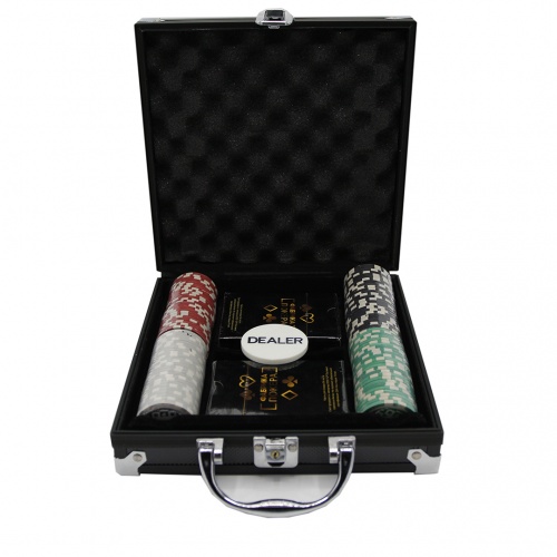 Фабрика Покера: Набор из 100 фишек с номиналом для покера в кейсе (цвет в ассорт.) арт.CPPS100B фото 3