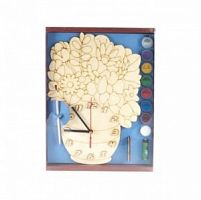 Часы с циферблатом под роспись "Цветы" с красками арт.7898 /20
