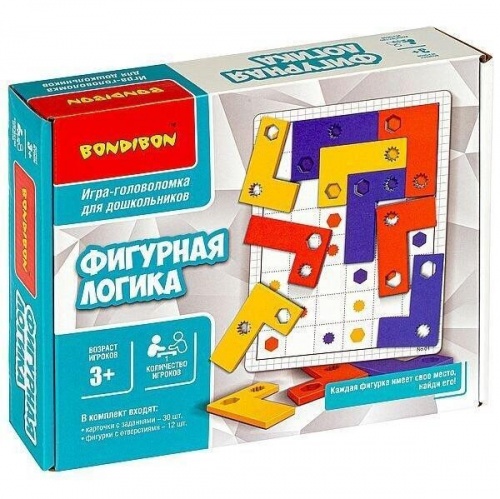 Логическая игра  для дошкольников Bondibon «ФИГУРНАЯ ЛОГИКА», BOX фото 2