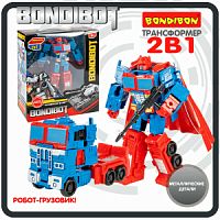 Трансформер 2в1 BONDIBOT Bondibon, ВОХ 24x27,8x10 см, метал. детали, робот-грузовик, арт. HD80.
