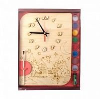 Часы с циферблатом под роспись "Зимний домик" с красками арт.ДНИ124 /20