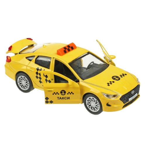 Технопарк. Модель "Hyundai Sonata. Такси" металл 12 см, багаж, инерц, желтый, арт.SONATA-12TAX-YE фото 2
