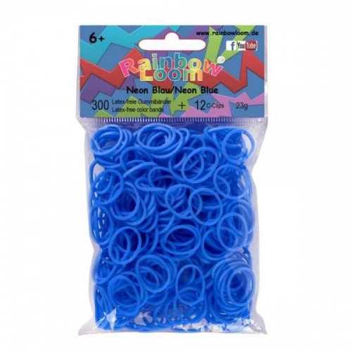 Резиночки для плетения браслетов RAINBOW LOOM Неон, голубые фото 3