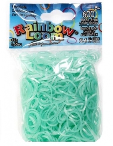 Резиночки для плетения браслетов RAINBOW LOOM, коллекция Перламутр - Карибы, зеленый фото 5