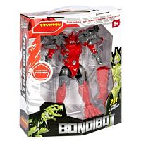 Трансформер 2в1 BONDIBOT Bondibon робот-динозавр, красный тираннозавр, BOX 20,5x24,5х9 см, арт. M741