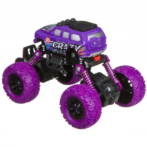 Инерц.(Pull back) пласт. джип 4WD на пружинной подвеске, Bondibon "Парк Техники", цвет фиолетовый с фото 4