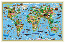 Карта настенная для детей. Наша планета. Животный и растительный мир. 124х80 см. ЛАМ ГЕОДОМ