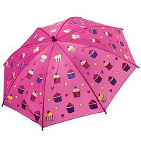 Зонт BONDIBON, авто, полиэстер, диам19", розовый с кексиками
