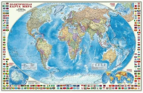 Карта настенная. Мир Политический с флагами. М1:24 млн. 124х80 см. ЛАМ ГЕОДОМ фото 3