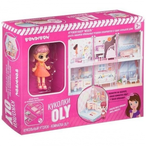 Игровой набор «Мебель» Bondibon, Кукольный уголок (Ванная комната 13,5х13,5х13,5 см) и  куколка Oly фото 2