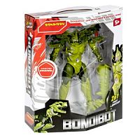 Трансформер 2в1 BONDIBOT Bondibon робот-динозавр, зелёный тираннозавр, BOX 20,5x24,5х9 см, арт. M741