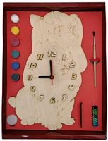 Часы с циферблатом под роспись "Собачка Леди" с красками арт.ДНИ134