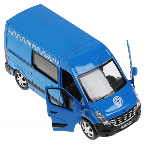 Технопарк. Микроавтобус "Renault master " 14 см, металл двери, инерц, синий, арт.MASTER-14MOS-BU фото 3