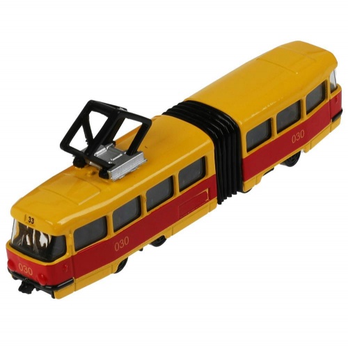 Технопарк. Трамвай с резинкой металл 12 см, в ассорт, дисплей, кор арт.TRAMNEWOLD-12DISP24-MIX фото 4