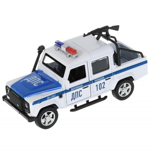 Технопарк. Модель "Land Rover Defender Pickup Полиция" металл. звук 12см арт.DEFPICKUP-12SLPOL-ARMWH фото 2