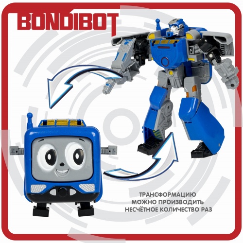 Трансформер 2в1 BONDIBOT Bondibon робот-телевизор, цвет синий, BOX 20х18х7см фото 6